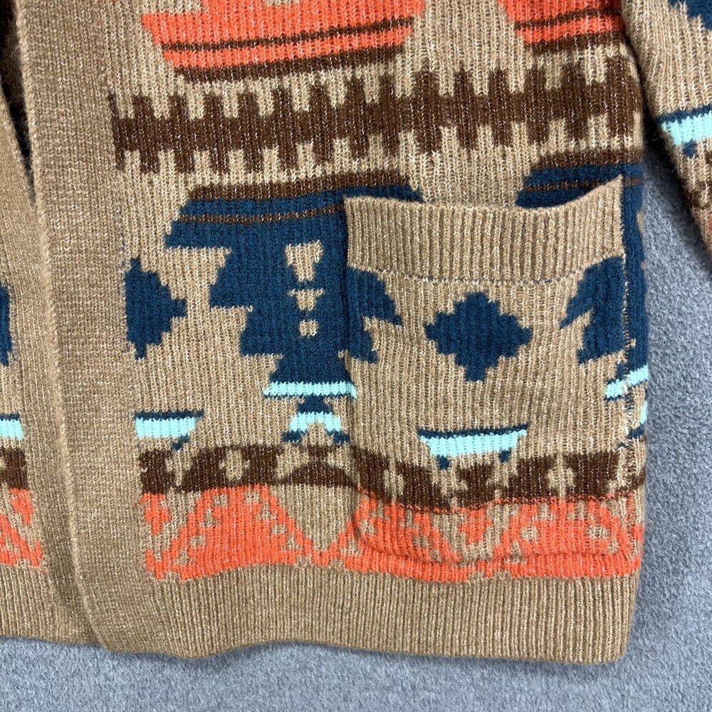 Lucky Brand Women Aztec Open Front Drape Cardigan XL Brown‎ Blue Boho western - Picture 6 of 15